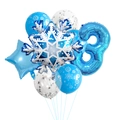 Set di palloncini a tema fiocco di neve blu e bianchi per decorazione di 3° compleanno - Numero 3