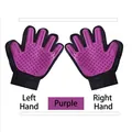Purple silicone pet grooming gloves with breathable black mesh, pair for left and right hands - Left Hand / Purple