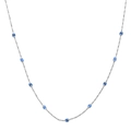 Silver stainless steel necklace featuring elegant blue enamel beads in a vintage French style - Pale Green