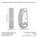 Elegant S925 silver double row moissanite hoop earrings in gold finish with 108 stones - Silver/E13186