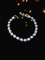 Elegant silver tennis bracelet with sparkling square-cut zircons and secure metal clasp - Silver Tennis Chain