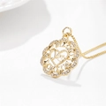 Collar dorado con colgante de corazón y flor MOM con circonitas y cristales brillantes - Oro Flor Corazón Mom