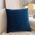 Soft dark blue velvet throw pillow with wave pleated texture on a modern sofa - Dark Blue