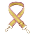 Pink and yellow gradient 3.8cm woven bag strap with adjustable gold buckle on white base - Pink Yellow