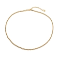 18K gold plated stainless steel rope chain necklace with adjustable clasp and logo tag - Gold 3mm