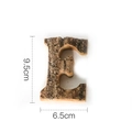 Natural birch wood alphabet letter E ornament with rustic bark texture 9.5cm height - Letter E
