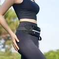 Riñonera deportiva negra con portabotellas y correa ajustable para correr y fitness - Negro