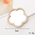 Detailed view of 5cm gold floral rhinestone mirror accessory for DIY phone cases - Gold Clover (5cm)
