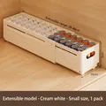 Ausziehbarer Schubladen-Organizer in Cremeweiß, verstellbar von 28 bis 48cm für die Küche - Klein/1er Pack / Cremeweiß