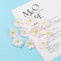 DIY realistic silk cherry blossom flower heads with pink gradient petals for crafts - Pink White