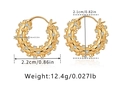 Detail showing 18K gold plated hoop earrings with zircon inlay and beaded texture - 18K Gold