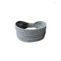 Grey elastic yoga headband with a twisted knot design made of ribbed stretch cotton - Light Grey