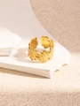 Adjustable gold titanium steel ring featuring detailed ginkgo leaf design and brushed texture - Gold Multi-Ginkgo Leaf Open Ring