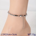 Silver stainless steel twisted rope anklet for women worn on the ankle with extension chain - 5mm 22cm+5cm / Steel