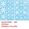 White Christmas snowflake window stickers set with 103 pieces for DIY holiday decoration - 103 Pieces