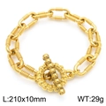 Bracelet chaîne dorée industrielle de 10 mm avec fermoir OT en T pour hommes et femmes - Style Boucle OT Rainuré (KB189691-Z) / Doré