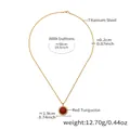 Dettaglio della collana in acciaio al titanio placcato oro 18k con dimensioni del pendente - Turchese Rosso (50cm) / Oro