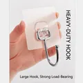 Heavy duty transparent wall hook with large stainless steel bracket and strong adhesive - 7x7cm Transparent Large Hook