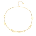 Collana in acciaio inossidabile dorato con maglie strutturate e design moderno raffinato - N303263-Catena a Trama Mista d'Oro