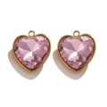 Lot de pendentifs cœur en cristal rose avec cadre doré pour bijoux DIY - Type D Rose
