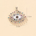 Detailed view of evil eye pendant with colorful cubic zirconia and 2.5cm dimensions - B-5 Style/Colorful Halo Eye