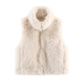 Close-up of beige faux fur vest showing detailed plush texture and soft long fibers - Off White