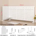 White desk pegboard storage kit with modular backboards, hooks, and display shelves - Square Board Set 5 L-Standing / White