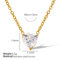 Elegante collana dorata con ciondolo a cuore in zirconia cubica e acciaio inossidabile - Collana Dorata In Zirconia Bianca (XL90)