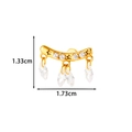 Golden steel curved earring with zircon stars and marquise drops, size 1.33cm by 1.73cm - Gold Curved Three Stars (2622-1# Gold)