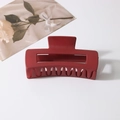 Matte wine red rectangular hair claw clip for thick hair in a minimalist hollow design - #49 Matte Burgundy - 10.5cm / Bulk (No Packaging)