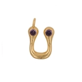 18K gold-plated U-shaped pendant with purple zircon stones and small hanging loop - Letter U