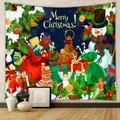 Detail of Christmas tapestry with snowman, gingerbread man and Merry Christmas text - Gt100546 / 73X95CM (Brushed Fabric)