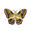 Prachtige gouden vlinderbroche met kleurrijk emaille en ingelegde amberkleurige steen - Vlinder (C289-A) / Geel Zwart