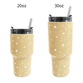 Golden rhinestone encrusted stainless steel tumblers in 20oz and 30oz sizes with straws - 600ml (20oz) / Bright Gold