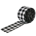 Nastro a quadri bianco e nero classico con bordi argentati per decorazioni natalizie - Nastro a Quadretti Bianco e Nero (6m per rotolo)