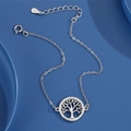 S925 sterling silver tree of life bracelet with sparkling cubic zirconia on blue background - Bracelet / White Gold