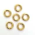 Set of 6 gold embossed circle clasps with vintage floral patterns on a white background - Small Style / 14K Gold
