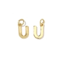 Detailed macro view of U-shaped 18K gold-plated letter charms with open rings - Letter U