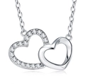 Collana in argento con due cuori intrecciati, pavé di zirconi e catena a maglia classica - N16810 Doppio Cuore Pavé (1.2mm*17pz)