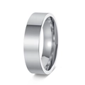 Polished silver stainless steel flat band ring with a minimalist mirror finish - 6mm Wide Silver
