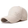Beige baseball cap with PEACE 3D embroidery and distressed frayed brim details - Light Beige