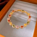 Détail de pierres précieuses colorées en forme de poire avec halo de zircon sur bracelet - Style Poire Halo Coloré (20#)