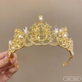 Sparkling gold birthday crown for women with rhinestones, 16cm princess tiara - 21# Metal Branch Rhinestone Crown (16cm)