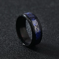 Anillo de hombre de acero inoxidable negro con incrustación de dragón celta azul estilo plano - US 9 / Negro y Azul Oscuro