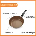 Brown speckled non-stick iron frying pan with ergonomic anti-scald handle 25.5cm - Coffee Frying Pan 24cm (Bubble Bag)
