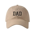 Khaki washed cotton baseball cap featuring black DAD 3D embroidery with curved brim - Adjustable / Khaki-DAD Embroidery (14)