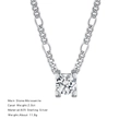 Cuban chain necklace in 925 sterling silver with a 2ct moissanite pendant - Chain Length 50CM / Silver