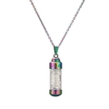 Collana a boccetta di profumo in acciaio inox arcobaleno con cristalli bianchi - Schegge di Opalite