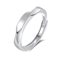 Polished S925 sterling silver wave pattern open ring with adjustable minimalist design - FDJZ-145-Men's