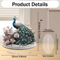 Detailed dimensions of peacock acrylic stand for desk decor with floral pattern - Pearl Floral Peacock